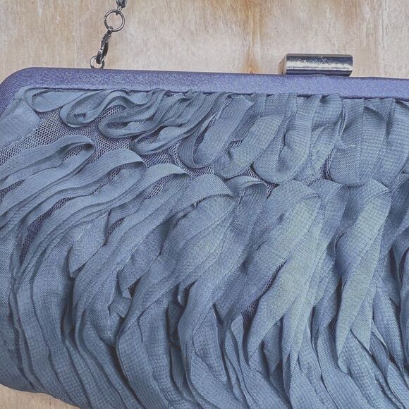 Rare Nite Bags by Carlo Fellini Elegant Grey Ruffled Clutch Evening Cocktail - Picture 2 of 11